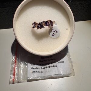 Amethyst Cubic Zirconia Ring with Rose Gold Plating